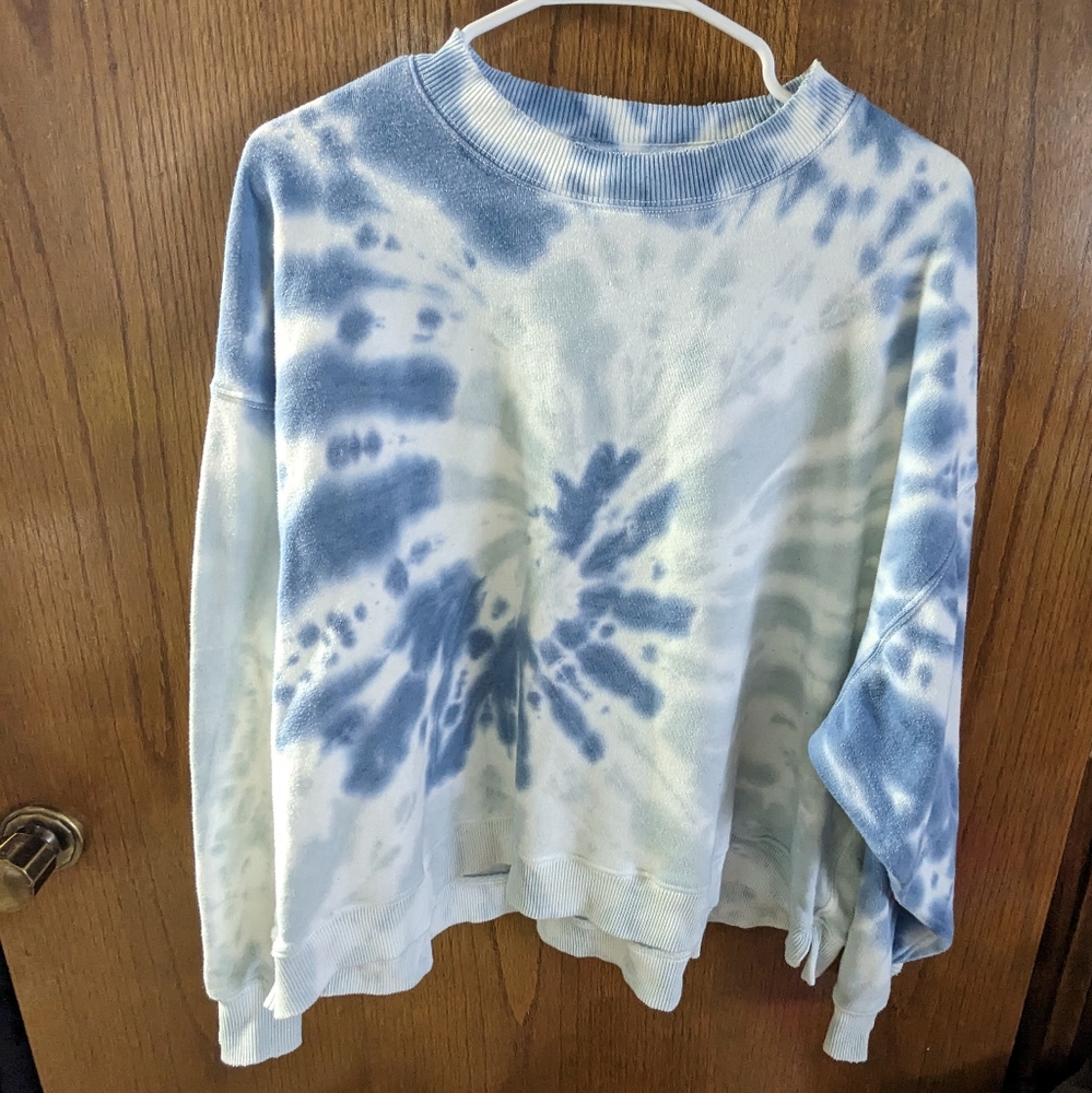 AE Small Forever Printed Crew Neck Sweatshirt, Blue
